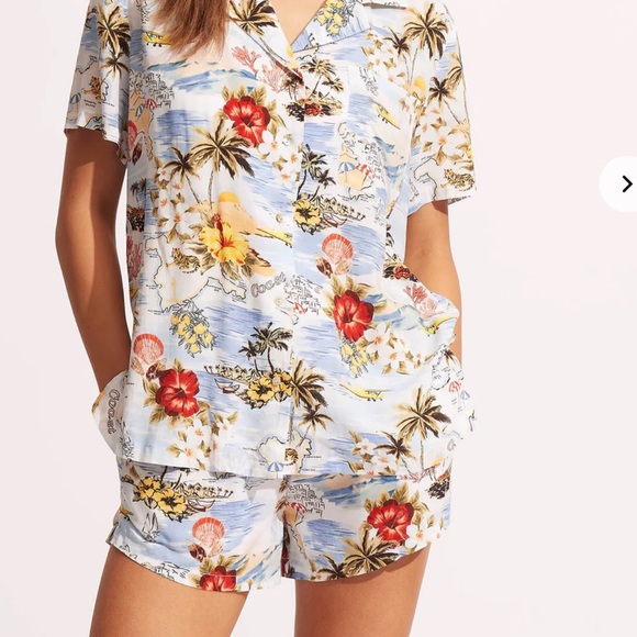 Seafolly Pants - Seafolly Australia Coast To Coast Resort Beachy Tropical Design Top Short Set L